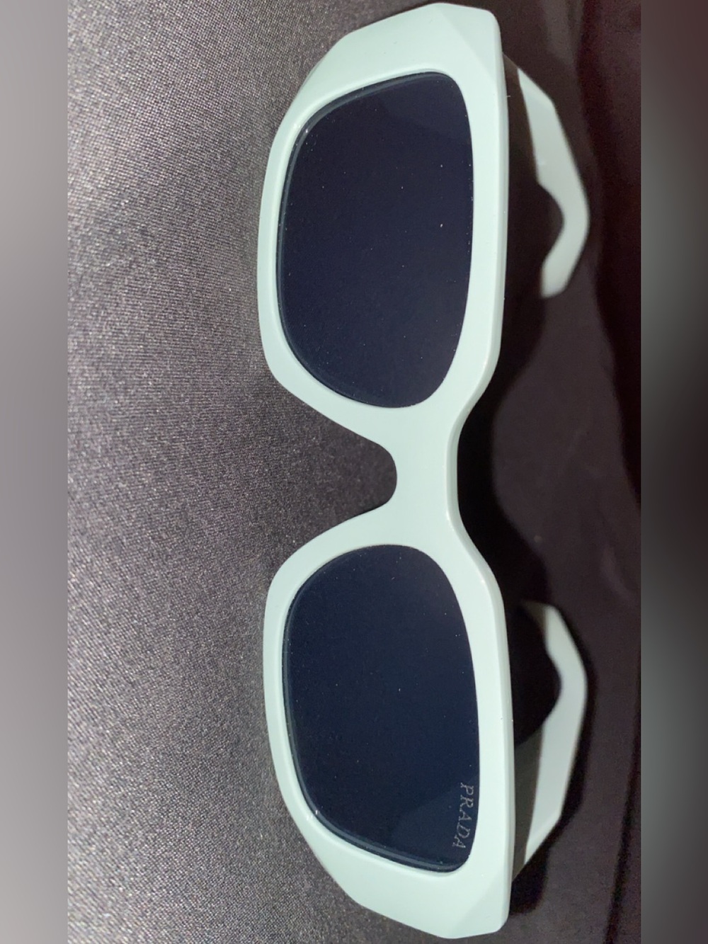 Prada Men's Mint Green Rectangular Sunglasses with Dark Lenses